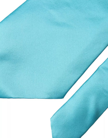 Cravate large ajustable en satin de soie bleu clair Dolce &amp; Gabbana pour homme