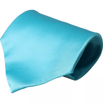 Cravate large ajustable en satin de soie bleu clair Dolce &amp; Gabbana pour homme