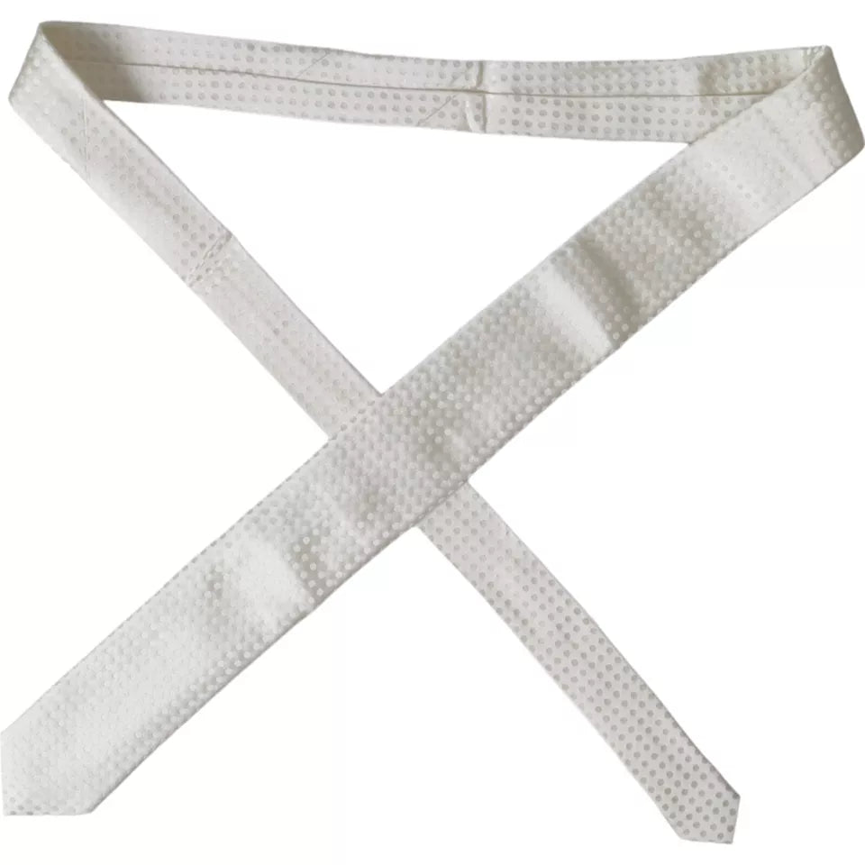 Dolce &amp; Gabbana White Dotted Silk Classic Adjustable Men Tie