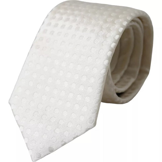 Cravate classique ajustable en soie blanche à pois Dolce &amp; Gabbana pour homme