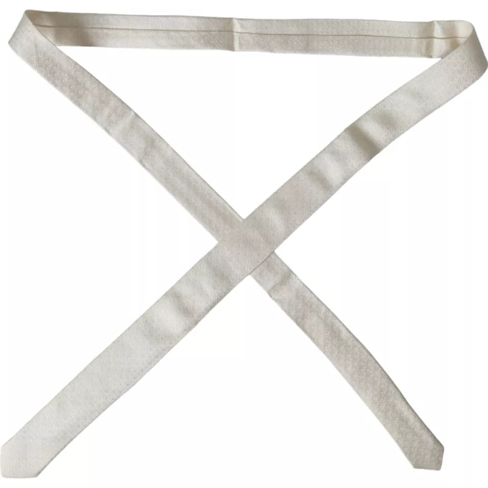 Cravate ajustable en soie à motifs blanc cassé Dolce &amp; Gabbana pour homme