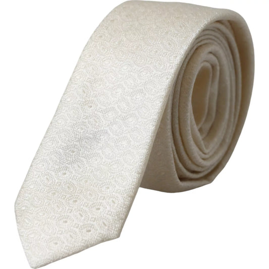 Cravate ajustable en soie à motifs blanc cassé Dolce &amp; Gabbana pour homme