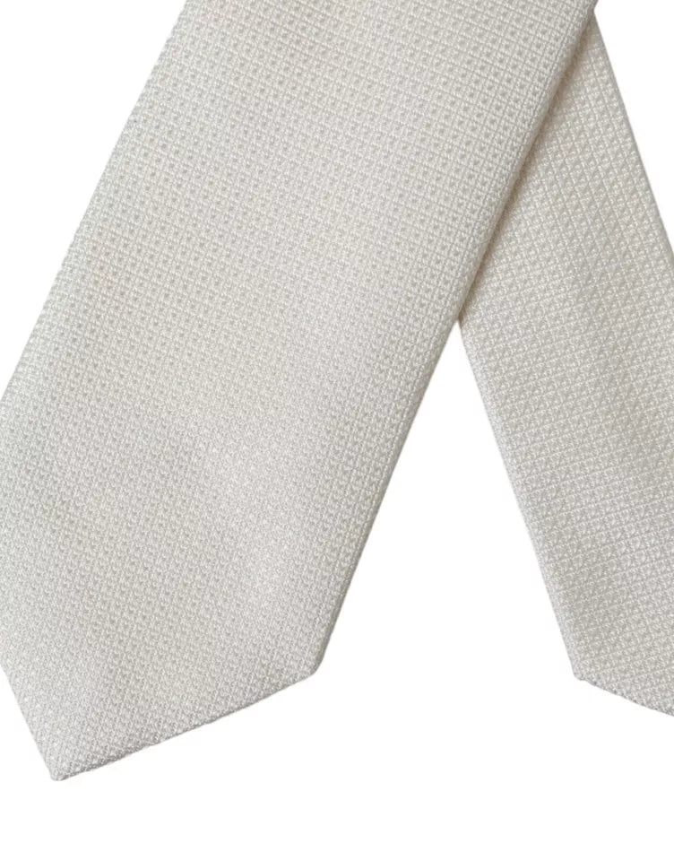 Cravate classique ajustable en soie à motifs blanc cassé Dolce &amp; Gabbana