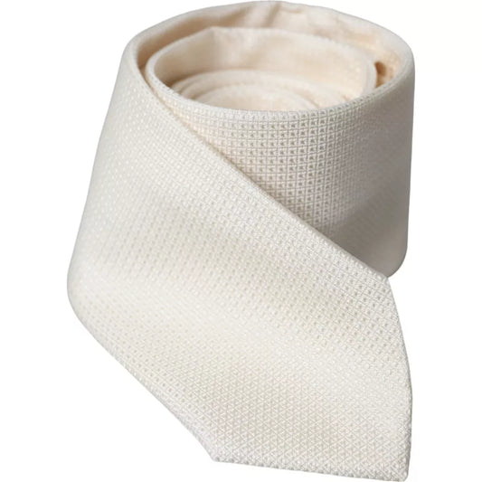 Cravate classique ajustable en soie à motifs blanc cassé Dolce &amp; Gabbana