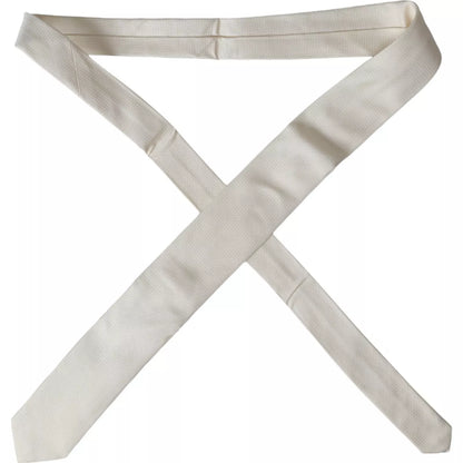 Cravate classique ajustable en soie à motifs blanc cassé Dolce &amp; Gabbana