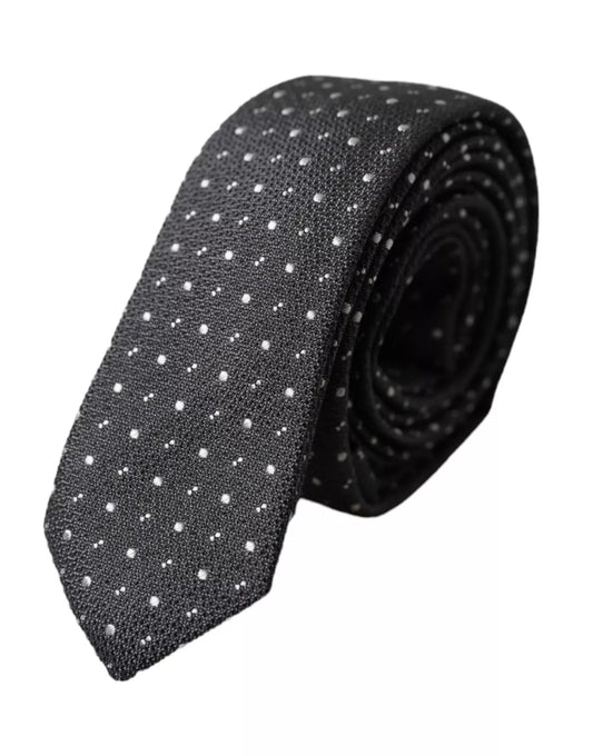 Cravate ajustable en soie noire à pois Dolce &amp; Gabbana pour homme