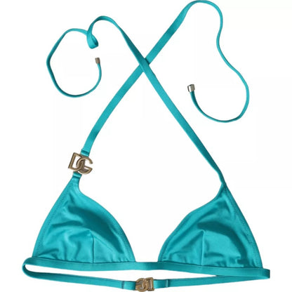 Dolce &amp; Gabbana Haut de bikini dos nu bleu vert avec logo DG
