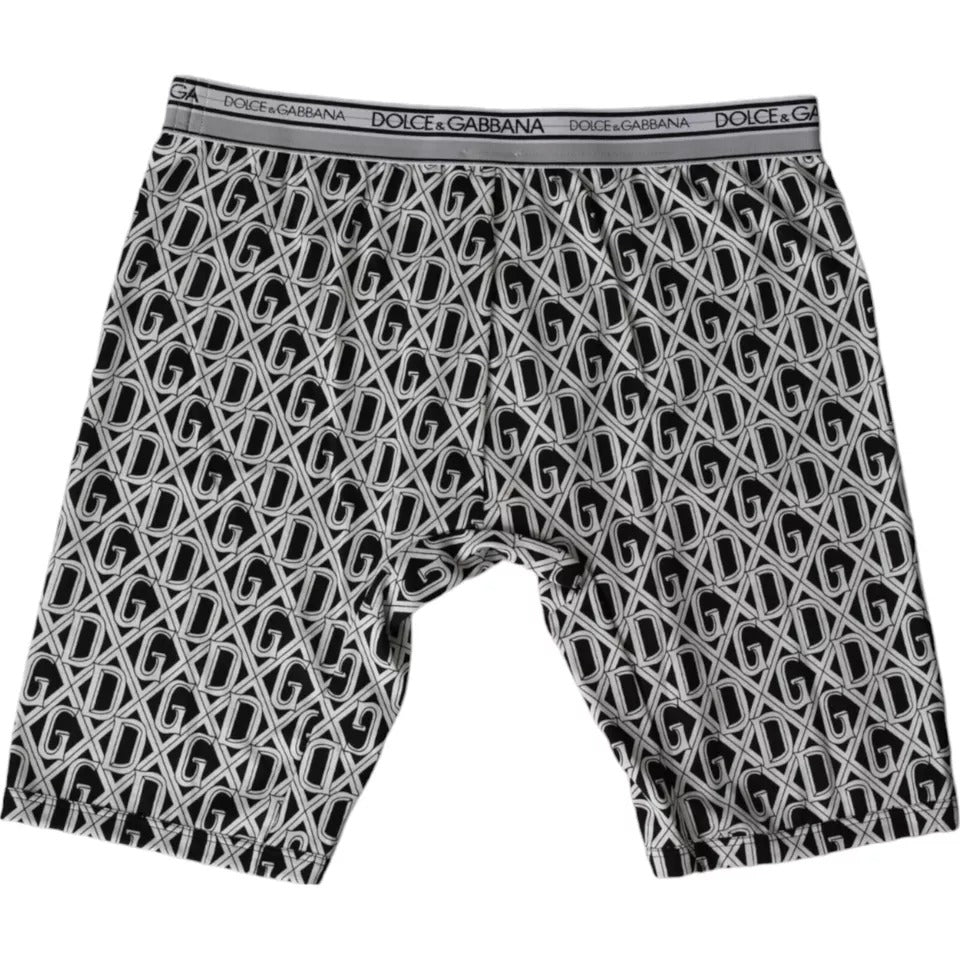 Sous-vêtements cyclistes Dolce &amp; Gabbana en coton stretch noir et blanc avec logo DG pour homme