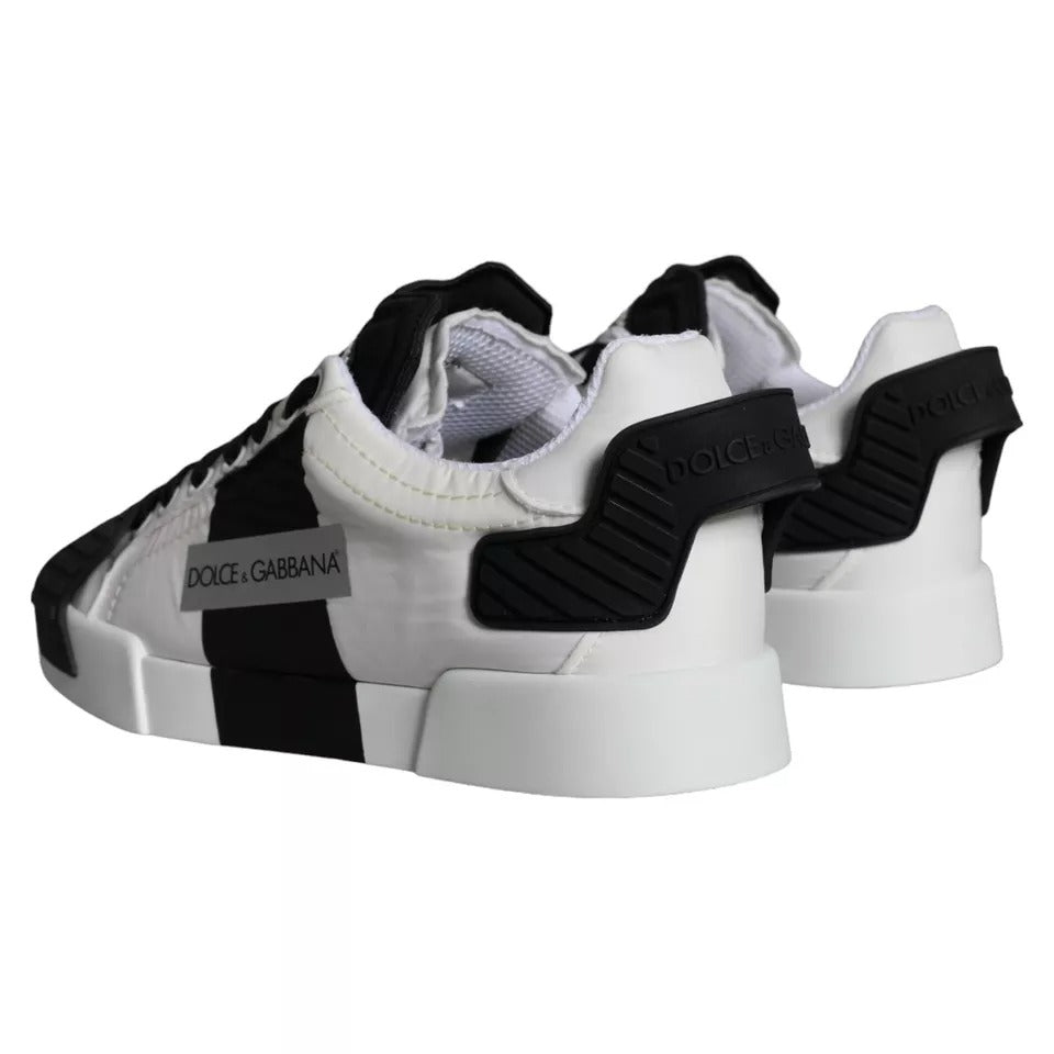 Dolce & Gabbana White Black Leather Low Top Women Sneaker Shoes by Dolce & Gabbana