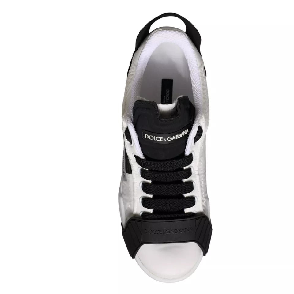 Dolce & Gabbana White Black Leather Low Top Women Sneaker Shoes by Dolce & Gabbana