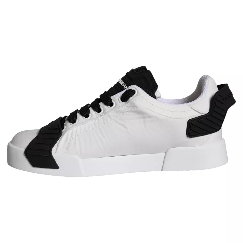 Dolce & Gabbana White Black Leather Low Top Women Sneaker Shoes by Dolce & Gabbana