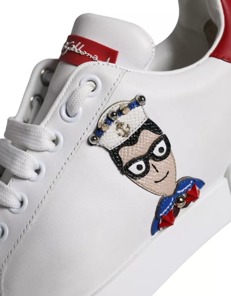Dolce & Gabbana White Patch Calfskin Nappa Portofino Sneakers Shoes by Dolce & Gabbana
