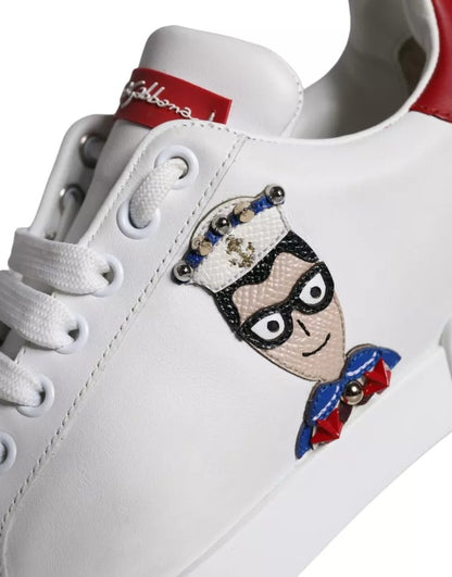 Dolce & Gabbana White Patch Calfskin Nappa Portofino Sneakers Shoes by Dolce & Gabbana