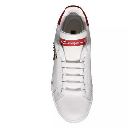 Dolce & Gabbana White Patch Calfskin Nappa Portofino Sneakers Shoes by Dolce & Gabbana