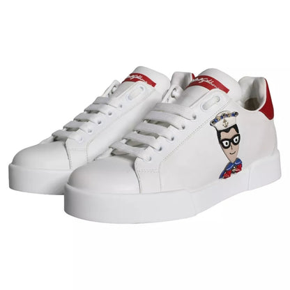 Dolce & Gabbana White Patch Calfskin Nappa Portofino Sneakers Shoes by Dolce & Gabbana