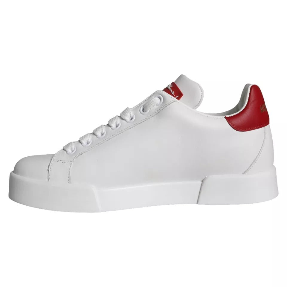 Dolce & Gabbana White Patch Calfskin Nappa Portofino Sneakers Shoes by Dolce & Gabbana