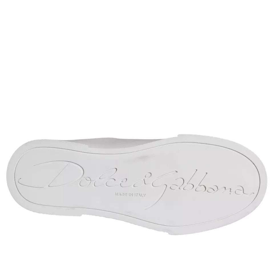 Dolce & Gabbana White Patch Calfskin Nappa Portofino Sneakers Shoes by Dolce & Gabbana