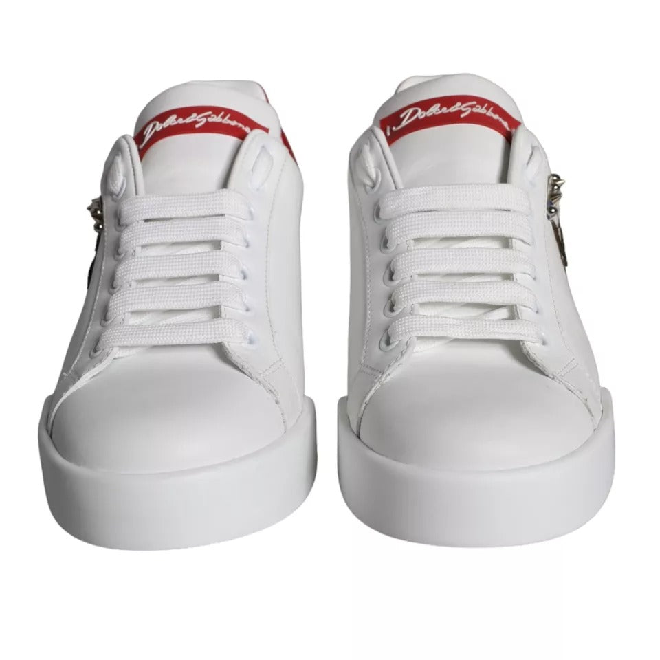 Dolce & Gabbana White Patch Calfskin Nappa Portofino Sneakers Shoes by Dolce & Gabbana