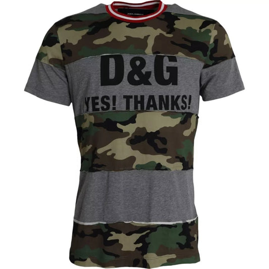 Dolce & Gabbana Multicolor Camouflage Cotton Crew Neck Men T-shirt by Dolce & Gabbana