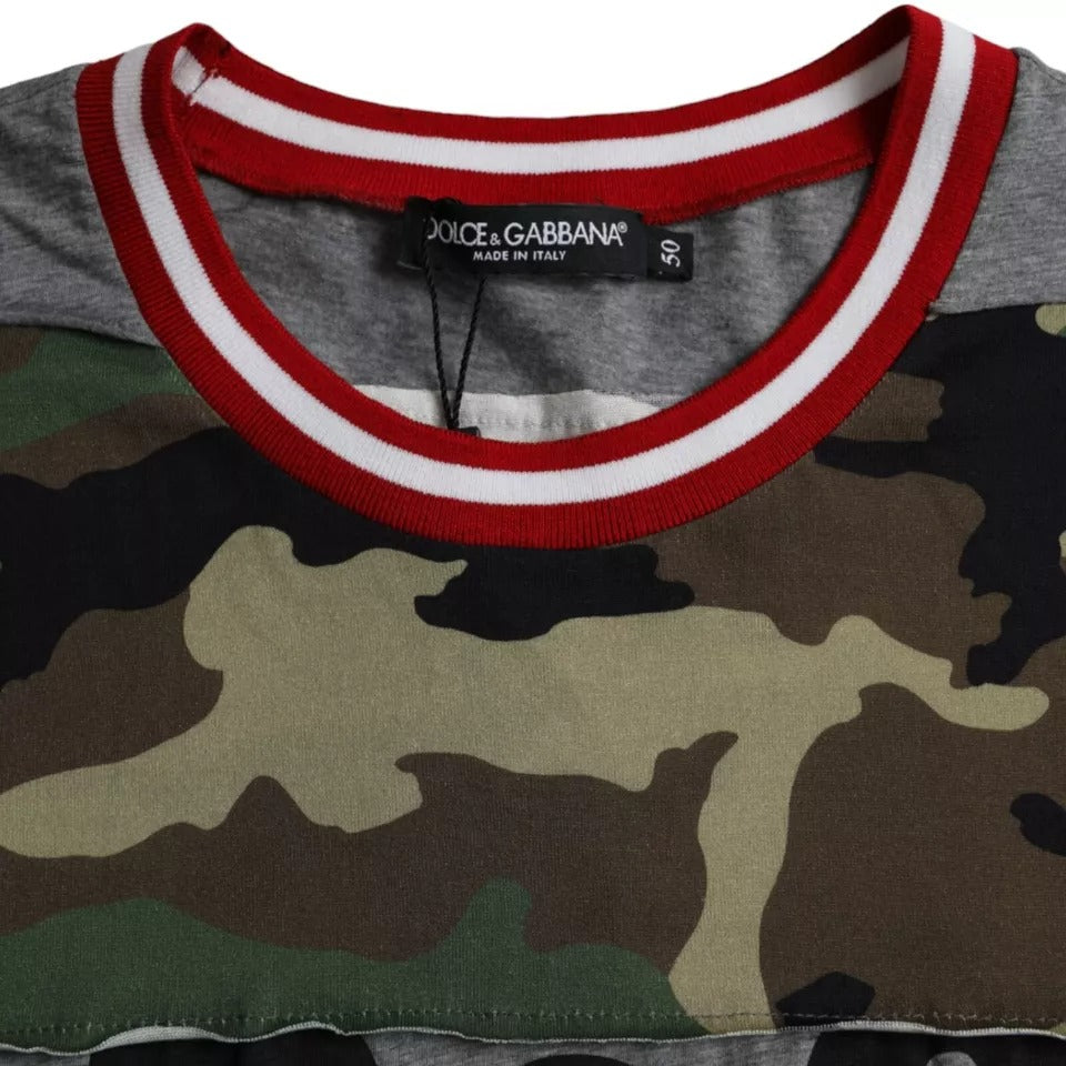 Dolce & Gabbana Multicolor Camouflage Cotton Crew Neck Men T-shirt by Dolce & Gabbana