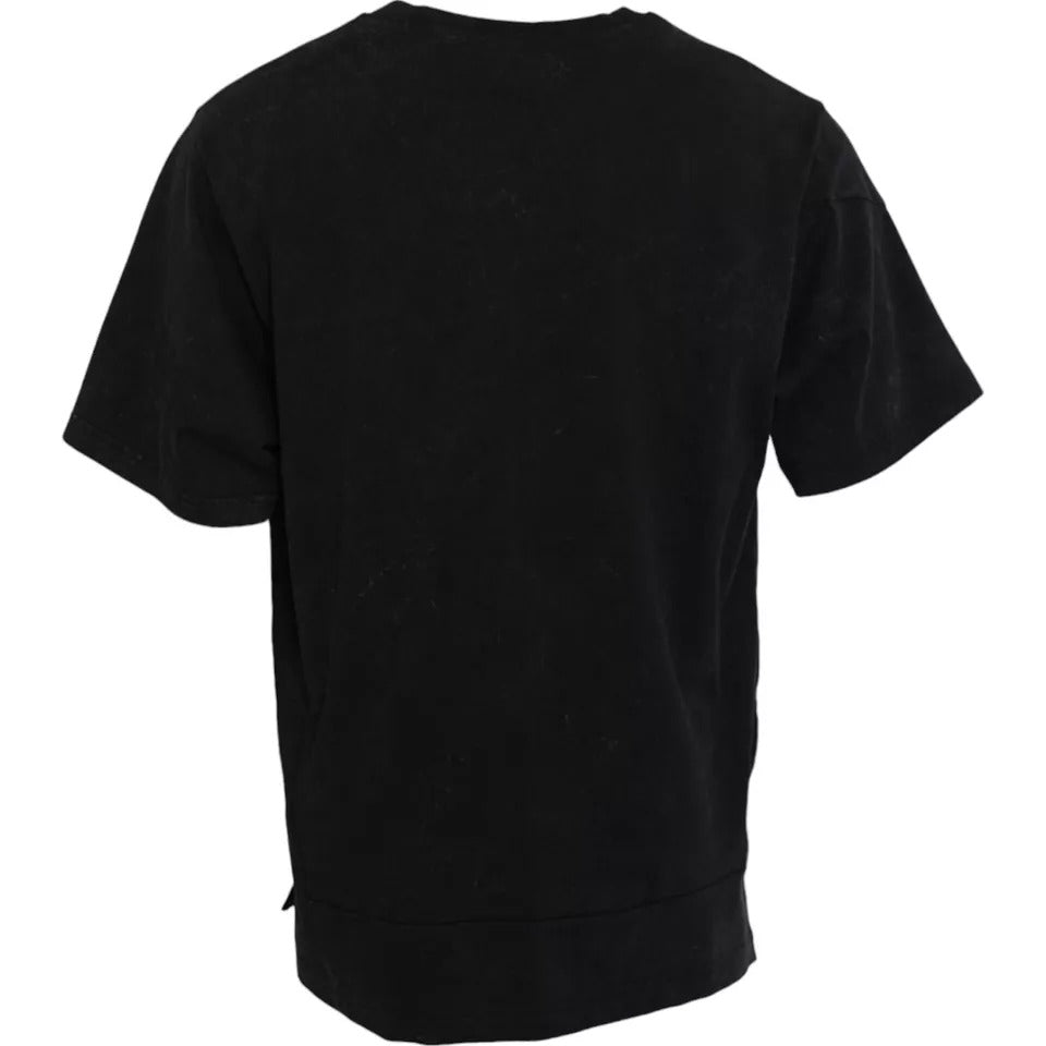 Dolce & Gabbana Black Graphic Print Cotton Crew Neck T-shirt by Dolce & Gabbana