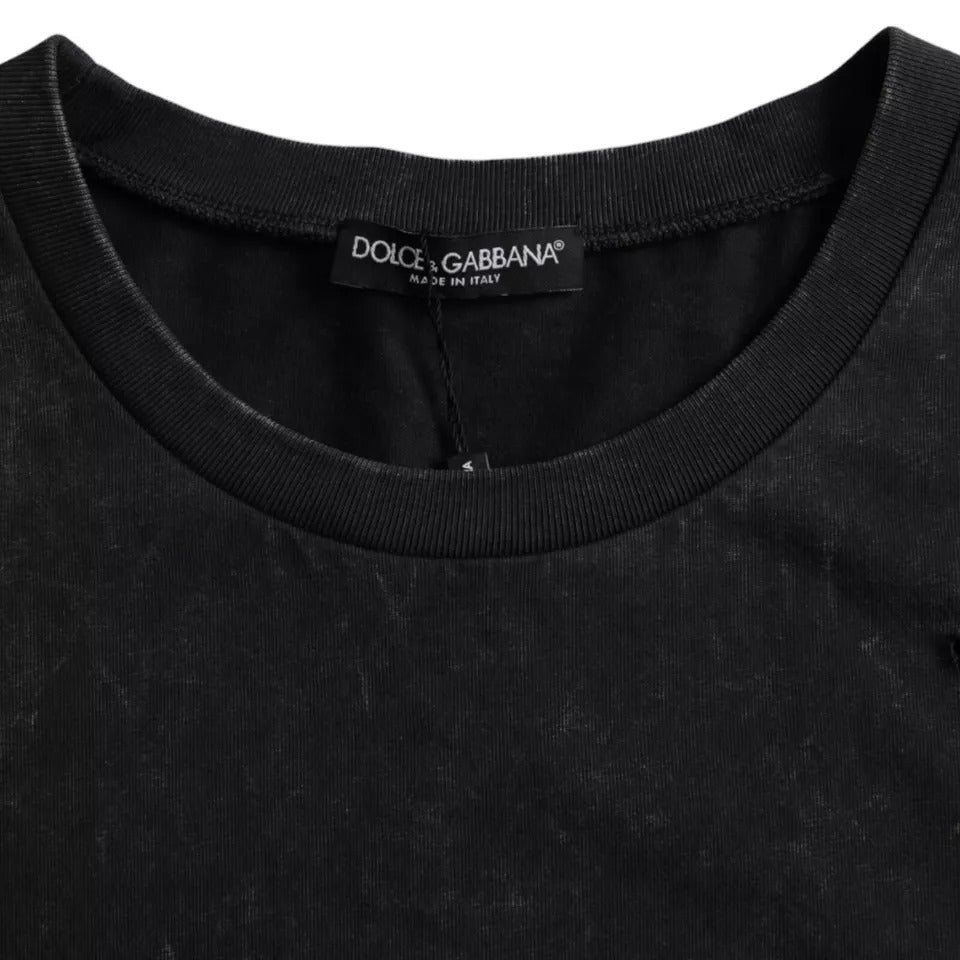 Dolce & Gabbana Black Graphic Print Cotton Crew Neck T-shirt by Dolce & Gabbana