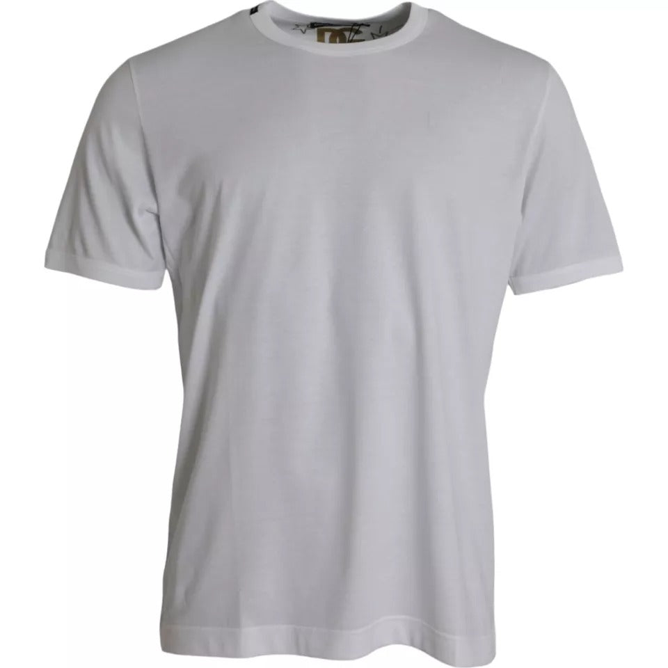 Dolce & Gabbana White Cotton Round Neck Short Sleeves T-shirt by Dolce & Gabbana
