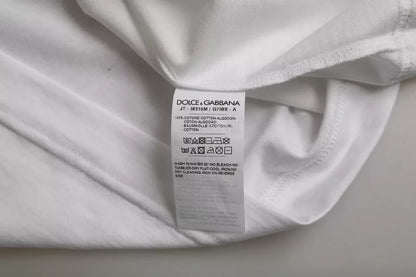Dolce & Gabbana White Cotton Round Neck Short Sleeves T-shirt by Dolce & Gabbana
