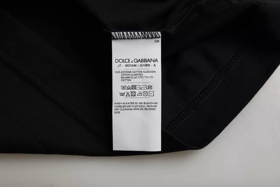 Dolce & Gabbana Black Cotton Round Neck Short Sleeves Men T-shirt by Dolce & Gabbana