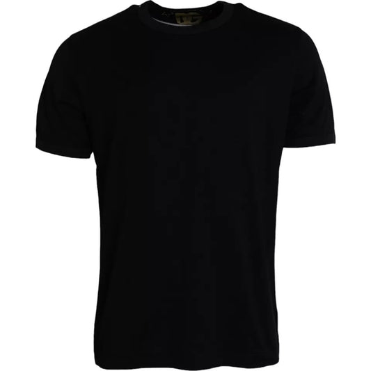 Dolce & Gabbana Black Cotton Round Neck Short Sleeves Men T-shirt by Dolce & Gabbana