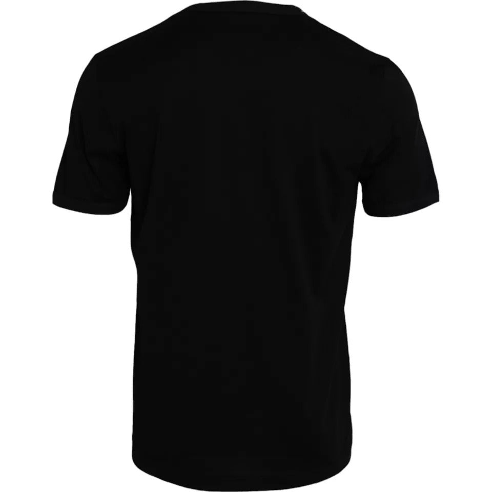 Dolce & Gabbana Black Cotton Round Neck Short Sleeves Men T-shirt by Dolce & Gabbana