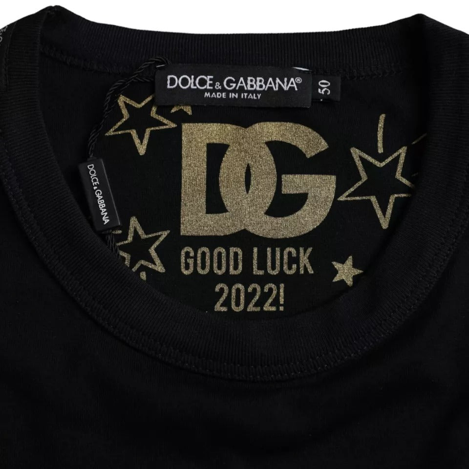 Dolce & Gabbana Black Cotton Round Neck Short Sleeves Men T-shirt by Dolce & Gabbana