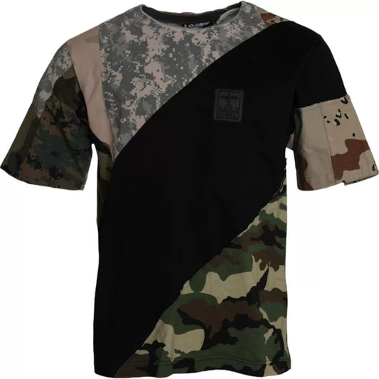 Dolce & Gabbana Multicolor Camouflage Cotton Round Neck Men T-shirt by Dolce & Gabbana