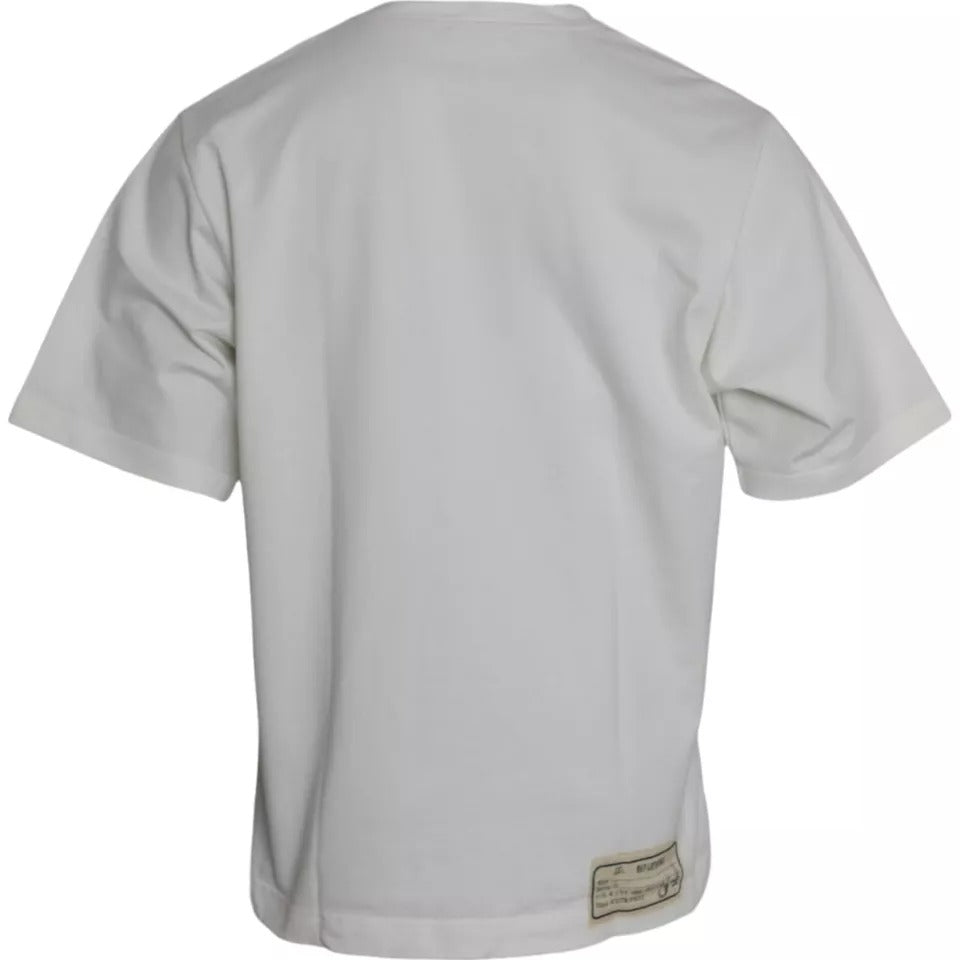 Dolce & Gabbana White Love & Peace Cotton Round Neck T-shirt by Dolce & Gabbana