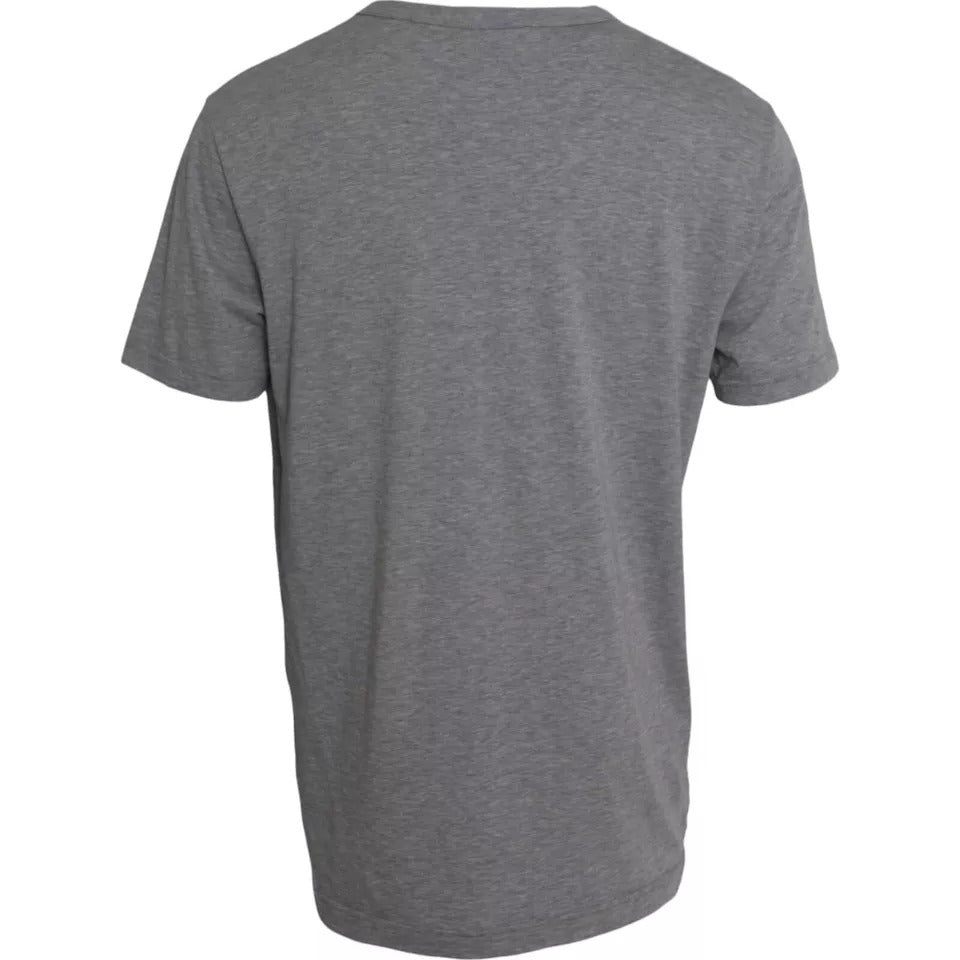 Dolce & Gabbana Gray Graphic Print Cotton Round Neck T-shirt by Dolce & Gabbana