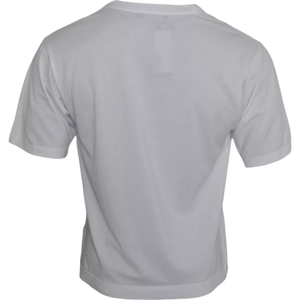 Dolce & Gabbana White Cotton DG Applique Men Casual T-shirt by Dolce & Gabbana