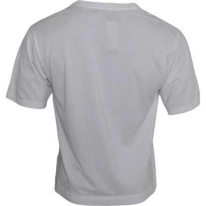 Dolce & Gabbana White Cotton DG Applique Men Casual T-shirt by Dolce & Gabbana