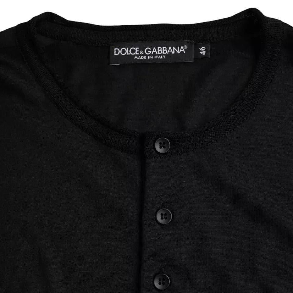 Dolce & Gabbana Black Silk Round Neck Short Sleeve T-shirt by Dolce & Gabbana