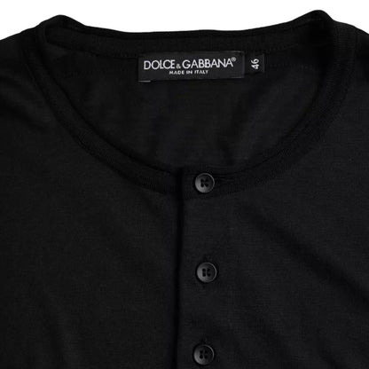 Dolce & Gabbana Black Silk Round Neck Short Sleeve T-shirt by Dolce & Gabbana