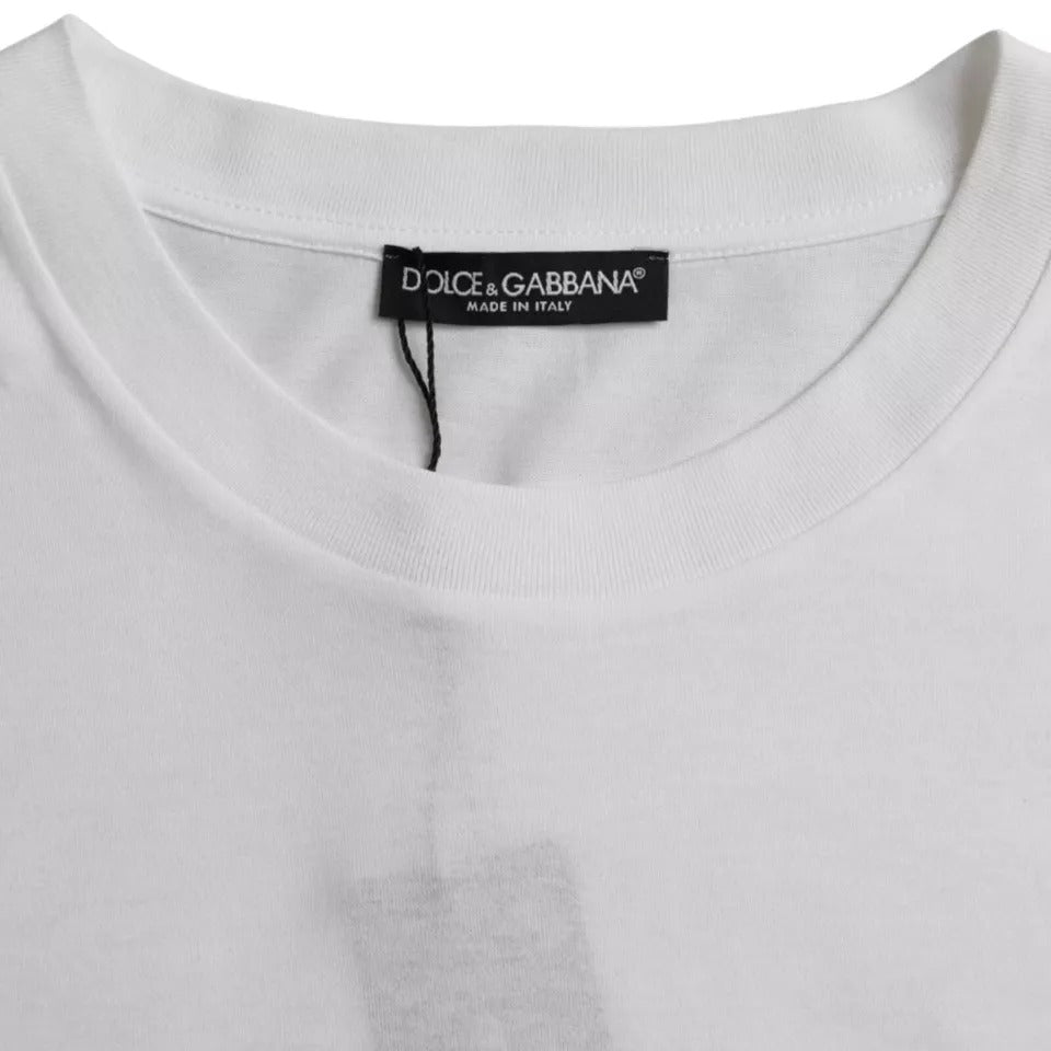 Dolce & Gabbana White Cotton Round Neck Short Sleeve T-shirt by Dolce & Gabbana