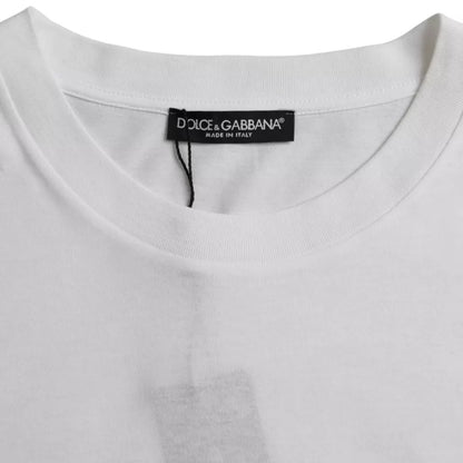 Dolce & Gabbana White Cotton Round Neck Short Sleeve T-shirt by Dolce & Gabbana