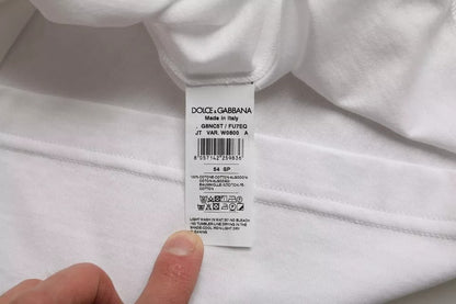 Dolce & Gabbana White Cotton Round Neck Short Sleeve T-shirt by Dolce & Gabbana