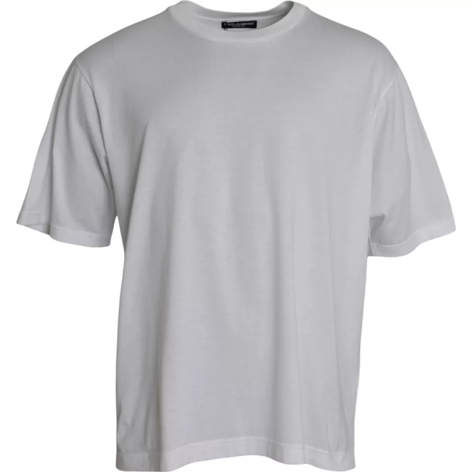 Dolce & Gabbana White Cotton Round Neck Short Sleeve T-shirt by Dolce & Gabbana