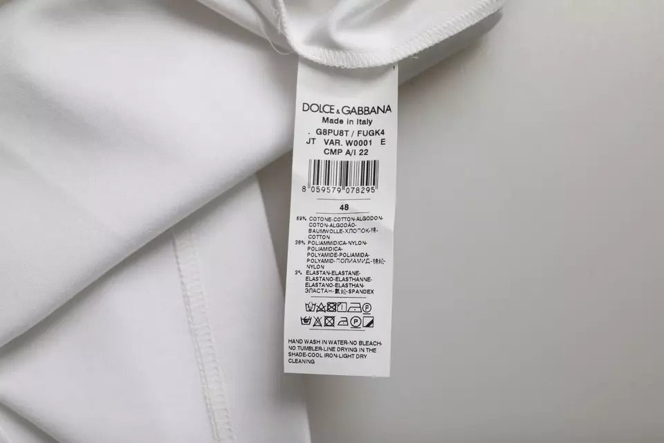 Dolce & Gabbana White Cotton Round Neck Short Sleeve T-shirt by Dolce & Gabbana