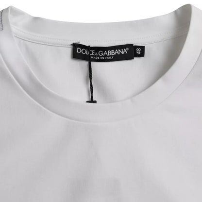 Dolce & Gabbana White Cotton Round Neck Short Sleeve T-shirt by Dolce & Gabbana
