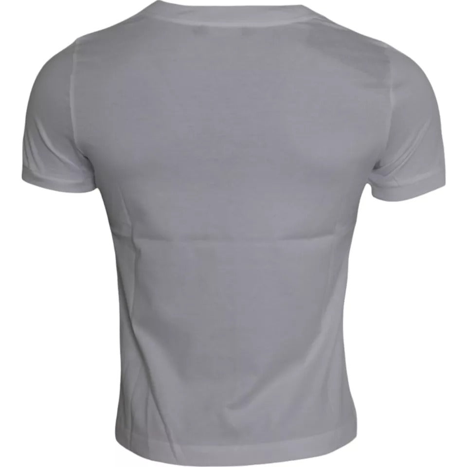 Dolce & Gabbana White Cotton Round Neck Short Sleeve T-shirt by Dolce & Gabbana
