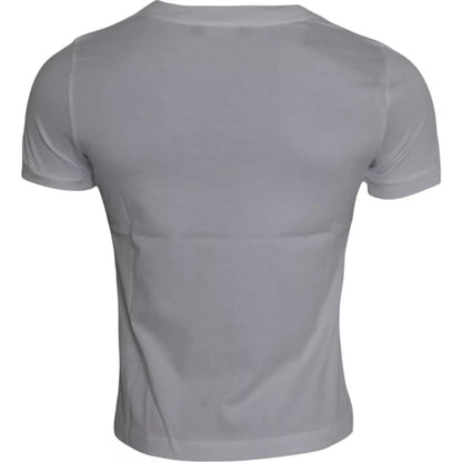 Dolce & Gabbana White Cotton Round Neck Short Sleeve T-shirt by Dolce & Gabbana