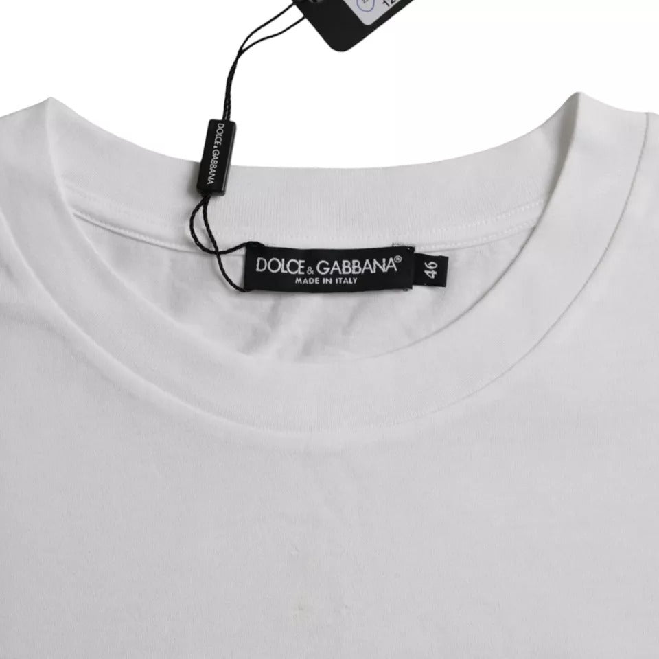 Dolce & Gabbana White Cotton Round Neck Short Sleeve T-shirt by Dolce & Gabbana