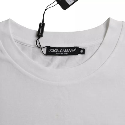 Dolce & Gabbana White Cotton Round Neck Short Sleeve T-shirt by Dolce & Gabbana