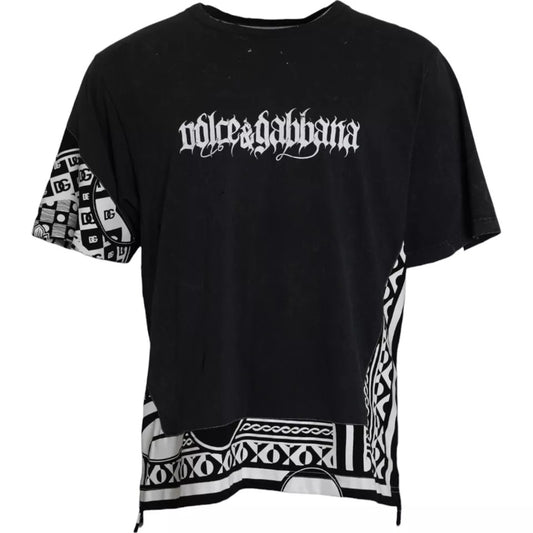Dolce & Gabbana Black Graphic Printed Cotton Short Sleeves T-shirt by Dolce & Gabbana